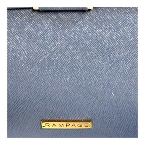 Rampage Womens Blue Faux Leather Crossbody Bag 9” X 7.5”Adjustable Strap & Gold- - Picture 2 of 9